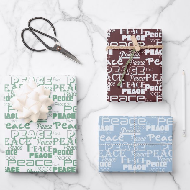 Hoja De Papel De Regalo Paz Inspiradora blanca verde (Anverso)