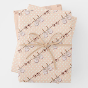 Hoja De Papel De Regalo Peach Baby Bow Shower