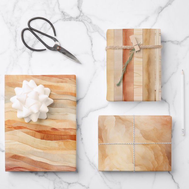 Hoja De Papel De Regalo Peach Dusty Cream Waves Cumpleaños (Anverso)