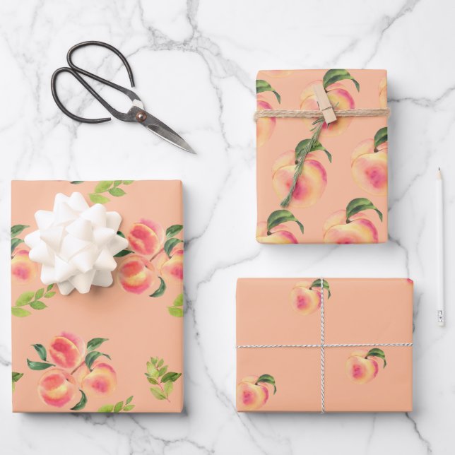 Hoja De Papel De Regalo Peach Fruit (Anverso)