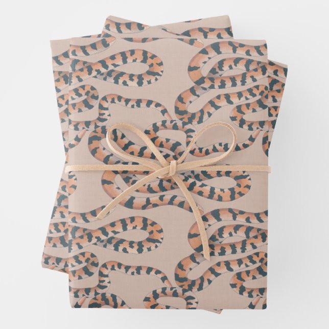 Hoja De Papel De Regalo Peach Pastel caprichoso y serpientes de cosecha Na (In situ)