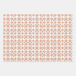 Hoja De Papel De Regalo Peach Plaid Shamrock Clover Retro Color