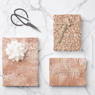Hoja De Papel De Regalo Peach Rosa White Leopard Print