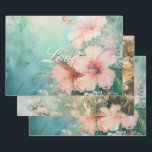 Hoja De Papel De Regalo Peach White Hibiscus Floral Love<br><div class="desc">Engranaje Tropical Blanco Hibiscus Floral Amor personalizado</div>