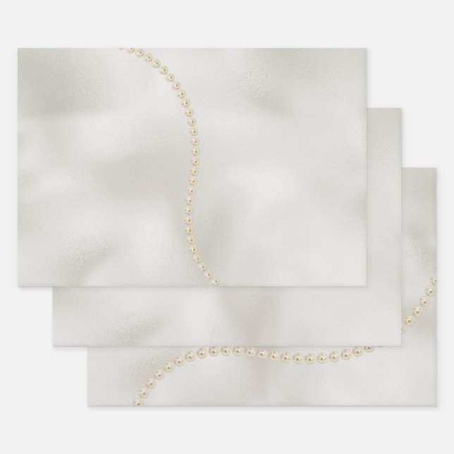 Hoja De Papel De Regalo Pearls White Luxe (Set)