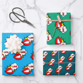 Hoja De Papel De Regalo Pegatina - Burbuja de habla de boca + TU TEXTO E I