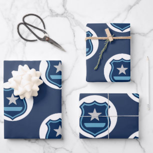 Hoja De Papel De Regalo Pegatina de Insignia de Policía   Oficial de la Fu