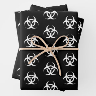 Hoja De Papel De Regalo Peligro biológico en blanco y negro