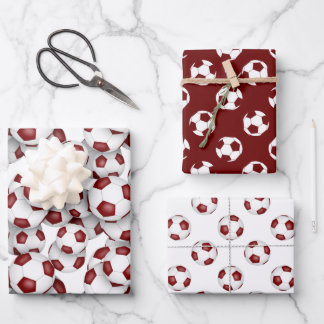 Hoja De Papel De Regalo pelotas marrones de fútbol blanco coordinando jueg