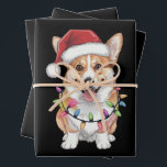 Hoja De Papel De Regalo Pembroke Welsh Corgi Santa Christmas Tree Lights<br><div class="desc">Corgi galés de pembroke árbol de navidad de Santa Claus enciende Navidad</div>