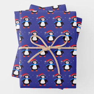 Hoja De Papel De Regalo Penguin de invierno con nieve