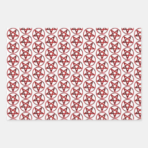 Hoja De Papel De Regalo Pentagram del diablo Rojo