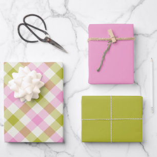 Hoja De Papel De Regalo Peonía Gingham