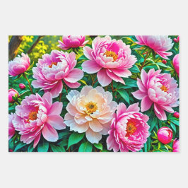 Hoja De Papel De Regalo peonías en flor
