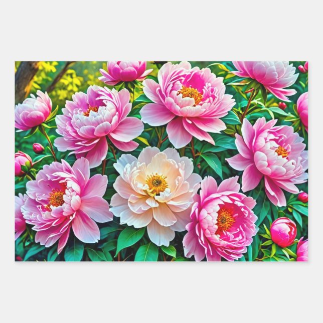 Hoja De Papel De Regalo peonías en flor (Anverso)