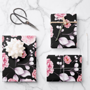 Hoja De Papel De Regalo peony rosa floral vintage patrón de dibujo