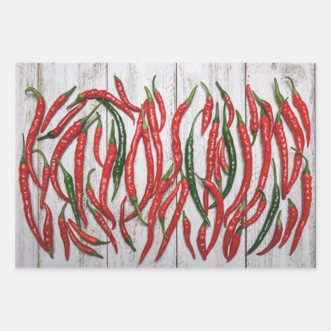Hoja De Papel De Regalo Peppers de Chili Caliente (Anverso)