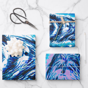 Hoja De Papel De Regalo Pequeña Doggy de azul