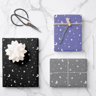 Hoja De Papel De Regalo Pequeñas lunas y estrellas