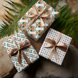 Hoja De Papel De Regalo Pequeño Dinosaurio Chomp Stomp Rawr fiesta de cump