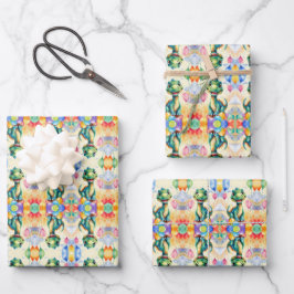 Hoja De Papel De Regalo Pequeño dinosaurio lindo con muchos globos de colo