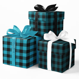 Hoja De Papel De Regalo Pequeño Plaid Búfalo Ombre Azul Verde