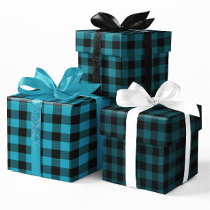 Hoja De Papel De Regalo Pequeño Plaid Búfalo Ombre Azul Verde
