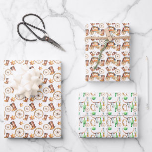 Hoja De Papel De Regalo Pequeño Vaquero   Tema Rodeo Western