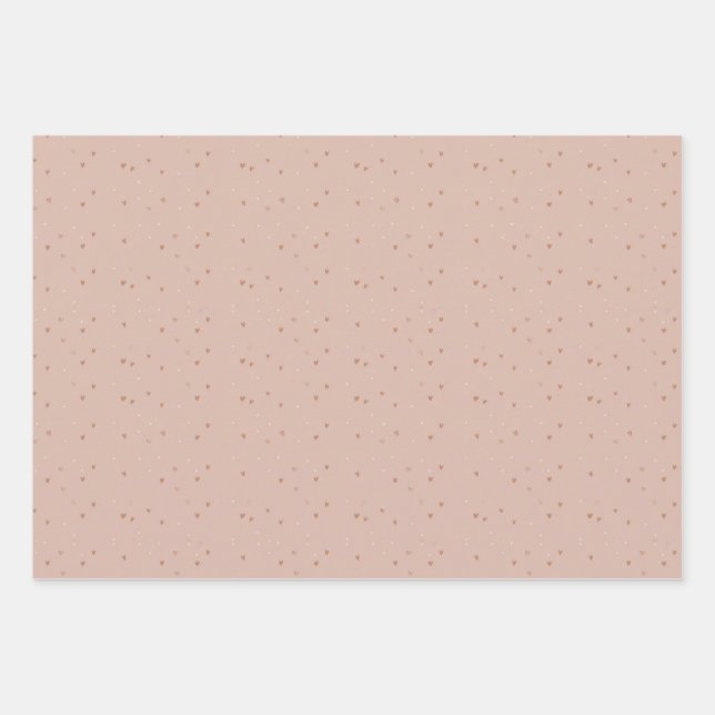 Hoja De Papel De Regalo Pequeños Corazones Marrones (Anverso 3)