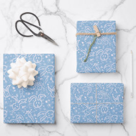 Hoja De Papel De Regalo Pequeños corazones y conejitos - patrón transparen