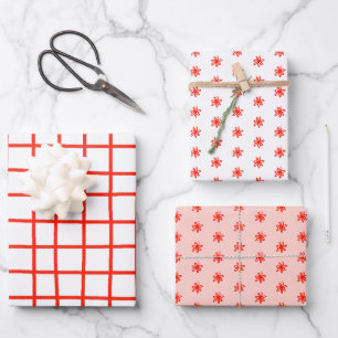 Hoja De Papel De Regalo Pequeños Daisis Grises Grises Cuadrícula Original 
