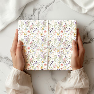 Hoja De Papel De Regalo Pequeños pasteles de arcoiris Acuarela Flora silve