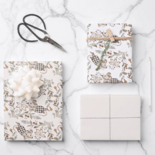 Hoja De Papel De Regalo Pequeños Ratones Marrones Ocupados Bebé