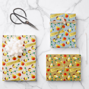 Hoja De Papel De Regalo Peras Festivas de Granja Boho Navidad Cocina