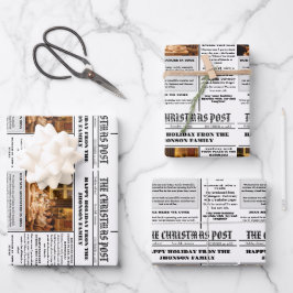 Hoja De Papel De Regalo Periódico Familiar navidades + Foto De Reseña De A