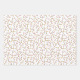 Hoja De Papel De Regalo Perlas Glam Rosa Dorado