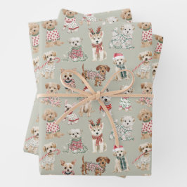 Hoja De Papel De Regalo Perritos Navideños Lindos