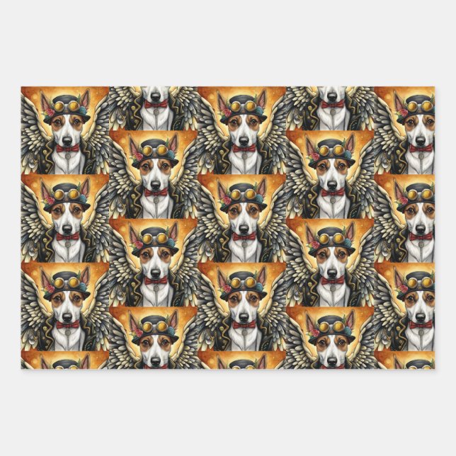 Hoja De Papel De Regalo Perro alado Steampunk (Anverso)