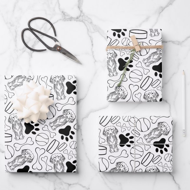 Hoja De Papel De Regalo Perro de Dachshund Sausage, de larga tradición (Anverso)