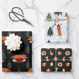 Hoja De Papel De Regalo Perro de Navidades Cute