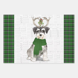 Hoja De Papel De Regalo Perro de Navidades Schnauzer en miniatura y placa 