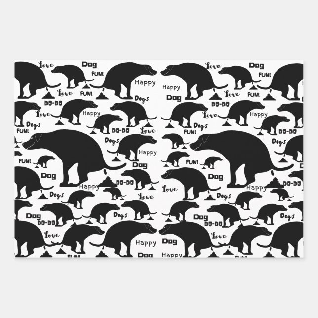 Hoja De Papel De Regalo Perro de Pooping feliz (Anverso)