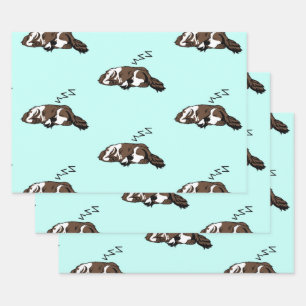 Hoja De Papel De Regalo Perro durmiente ZZZ Cocker Español Mascota Animale