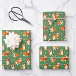 Hoja De Papel De Regalo Perro mascota corgi feliz Reno de Santa Navidad