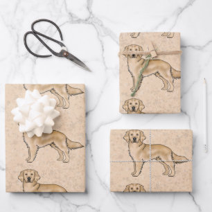 Hoja De Papel De Regalo Perro Patrón de Dibujos Animados Lindo Retriever D