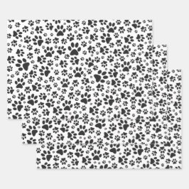 Hoja De Papel De Regalo Perro Paws Black and White Polka Dot