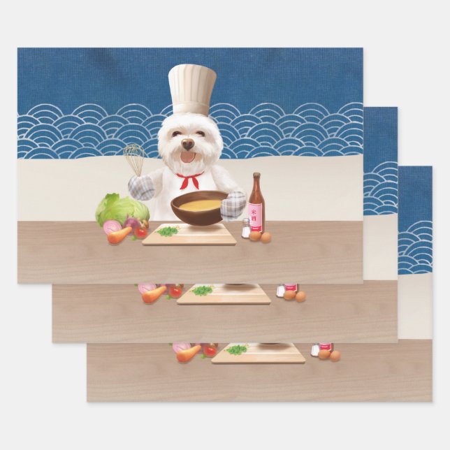 Hoja De Papel De Regalo Perro pequeño chef (Set)