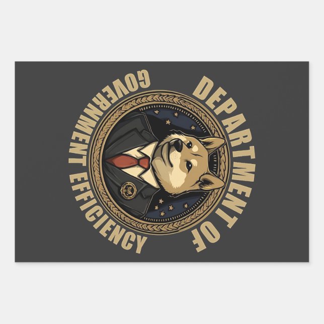 Hoja De Papel De Regalo Perro Perro De Eficiencia Del Departamento De Efic (Anverso)