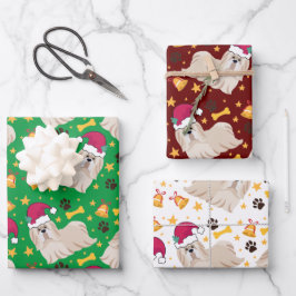 Hoja De Papel De Regalo Perro Shih Tzu Con Navidades De Santa Hat
