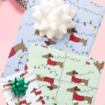 Hoja De Papel De Regalo Perro travieso Wiener robando luces de árbol de Na<br><div class="desc">¡Aguarda tus sombreros de Santa Claus, apasionados del doxie! 🎅 🌭 Imaginen esta escena maliciosa: ¡un perro brujo en una misión para robar las luces de los árboles de Navidad, creando caos y dulzura por todo el papel de envoltura de dachshund! 🎄 🐾 Llamando a todas las madres doxie y...</div>